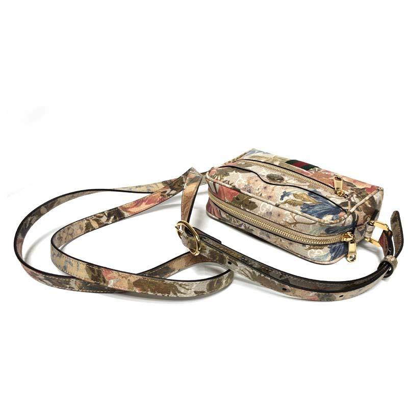 GUCCI Ophidia GG Mini Shoulder Bag Beige Brown Canvas Leather