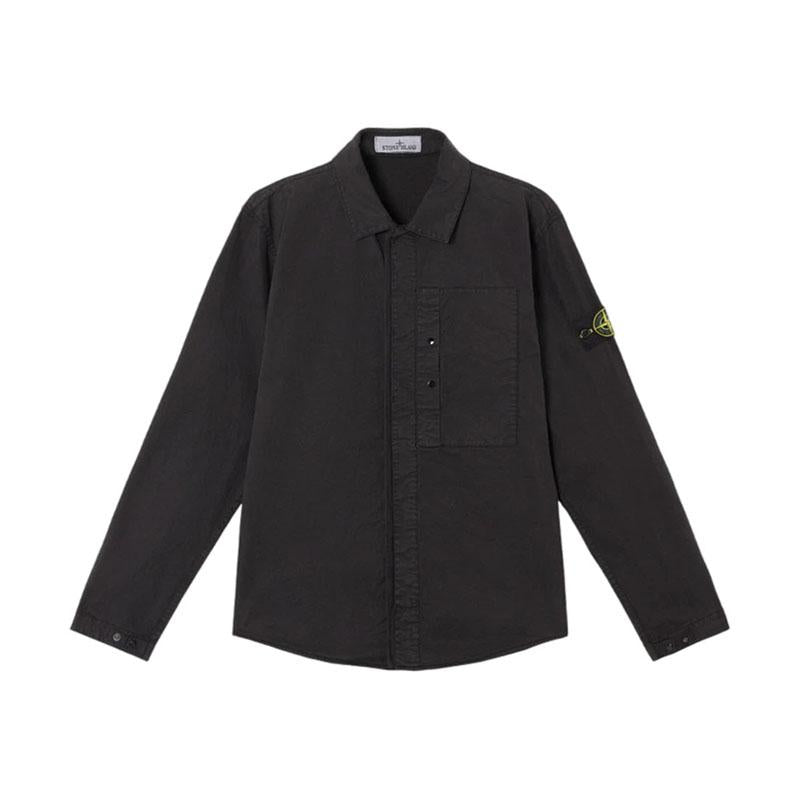 STONE ISLAND Supima Cotton Black Men’s Overshirt Jacket