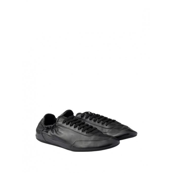 PRADA Men's Black Leather Low-Top Sneakers