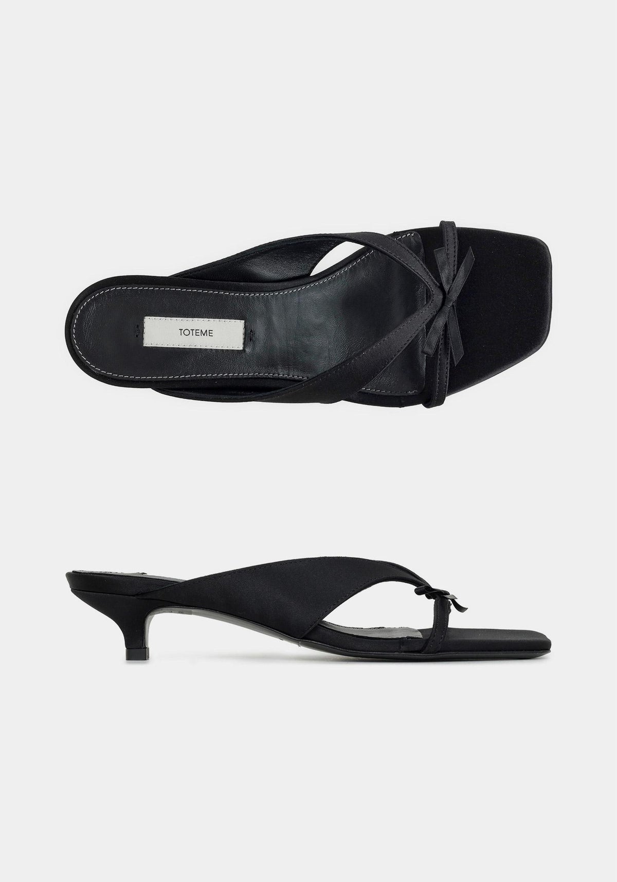Toteme Black Bow Satin Sandals WAS0278 FB0401 001