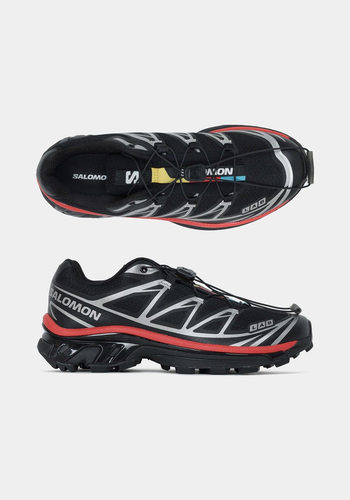 SALOMON Black Red Silver XT-6 Low-Top Sneakers