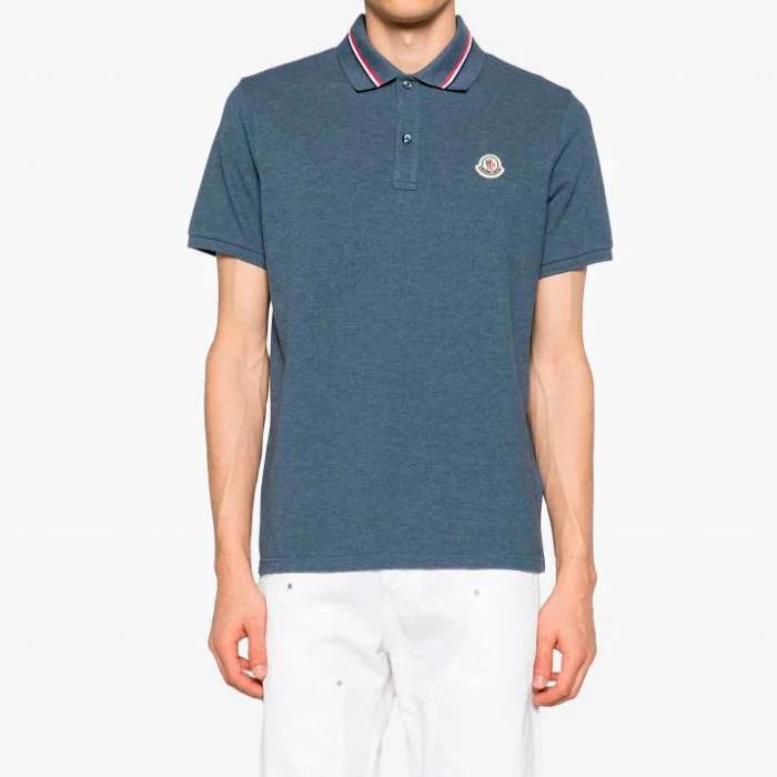 Moncler Men’s Polo Short Sleeve T-Shirt Navy Cotton