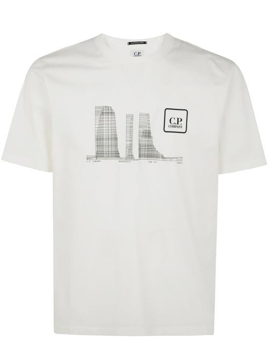 CP Company MercERized Jersey Urban Buildings T-Shirt White