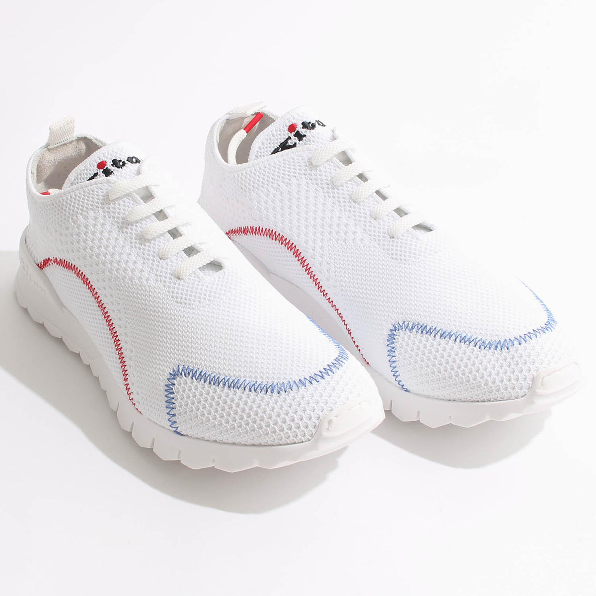 Kiton White Red Mesh Running Low-Top Sneakers for Men