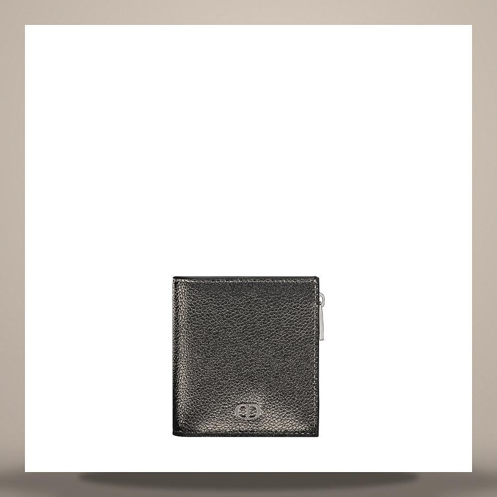 DIOR Black Grained Calfskin CD Icon Compact Wallet 2ICBC339CDIH00N