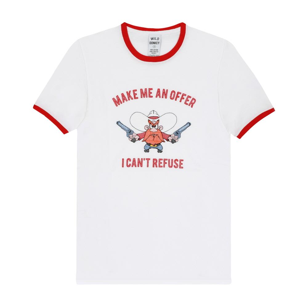 Wild Donkey White/Red Unisex Short Sleeve T-Shirt