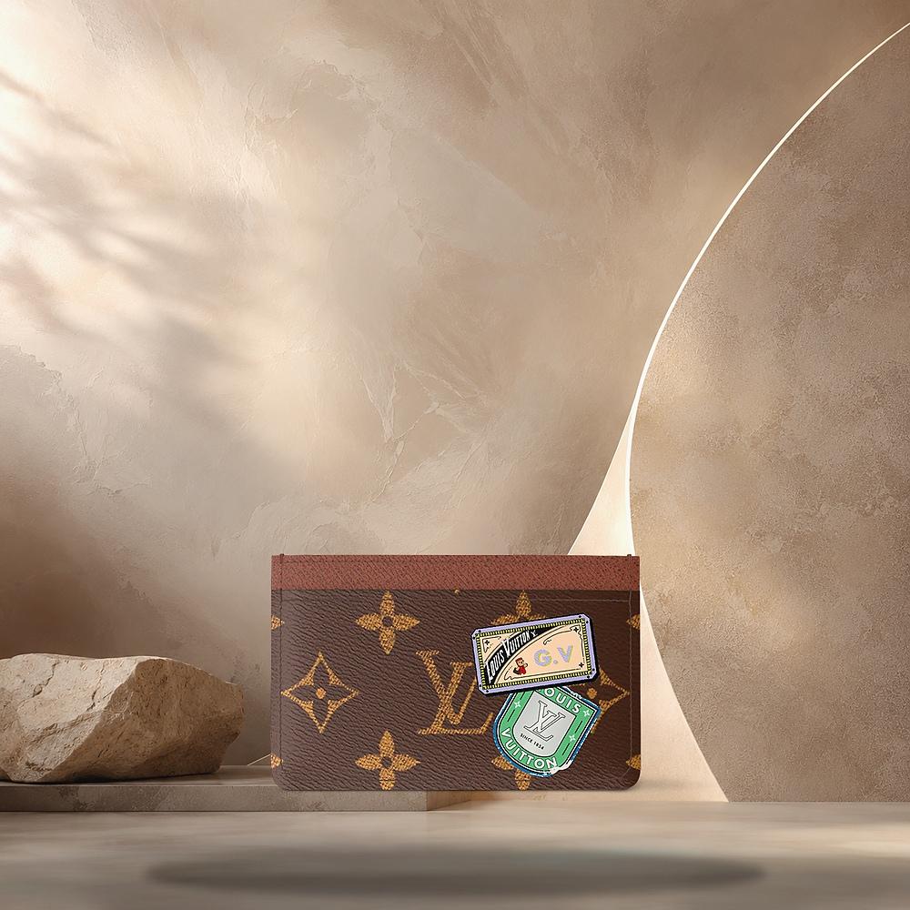 Louis Vuitton Mon Monogram Canvas Card Holder with Crossgrain Leather Lin P01902