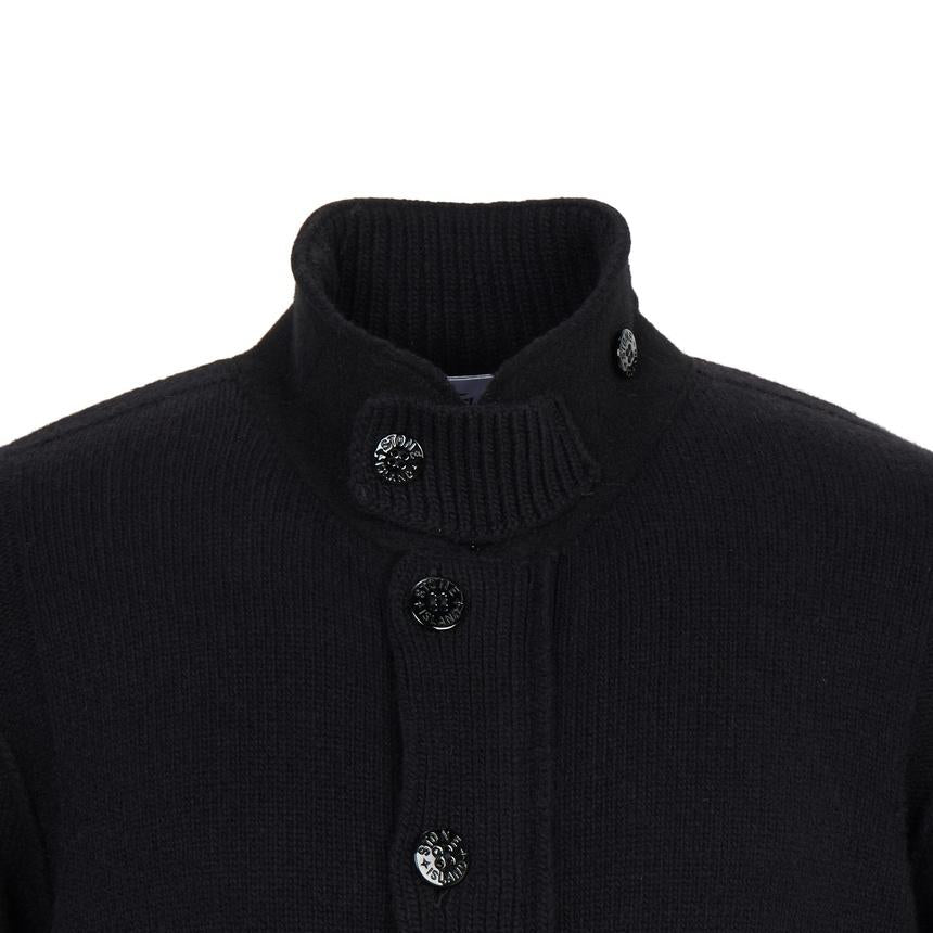 STONE ISLAND Black Zip-Up Knit Cardigan for Men