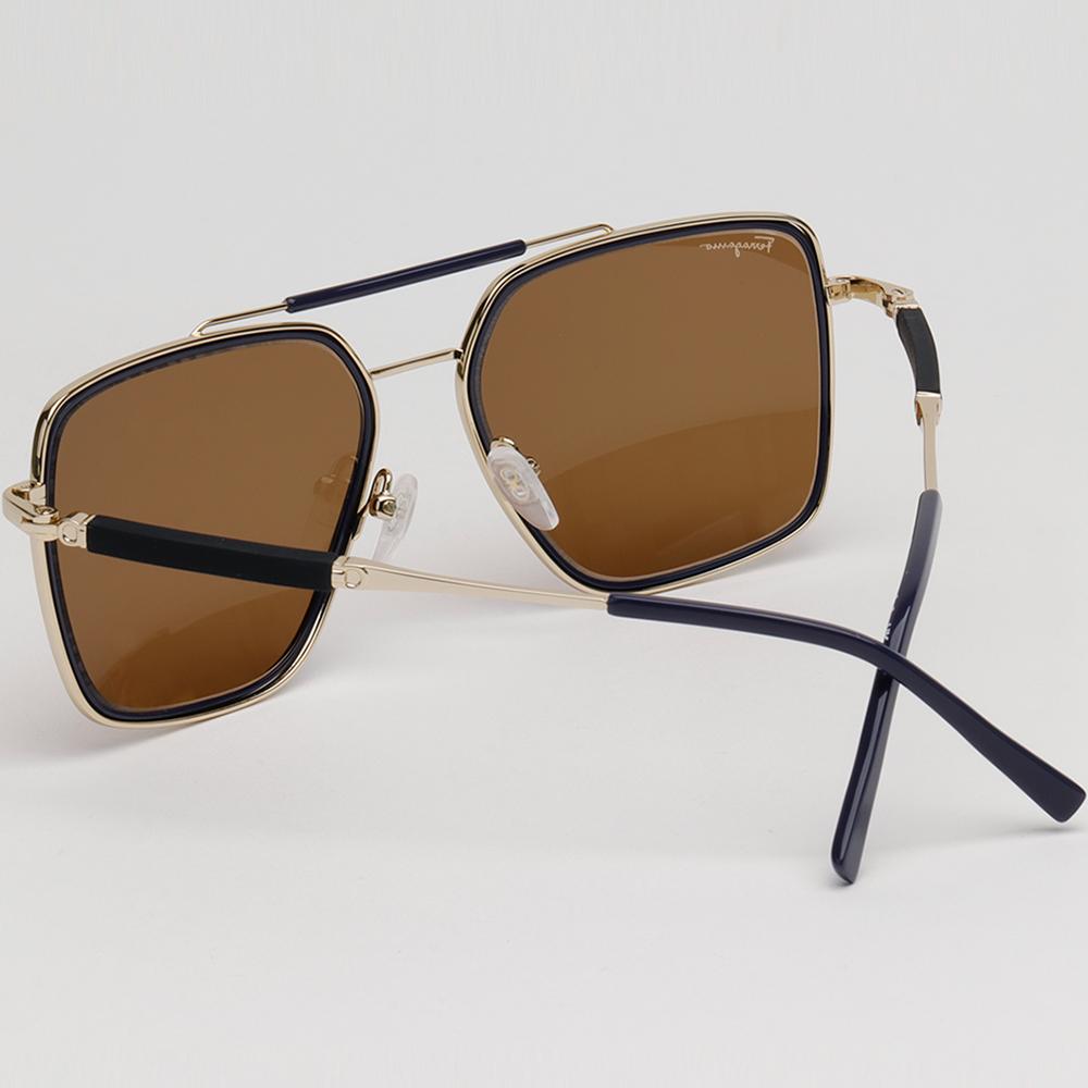 Ferragamo Titanium Double Bridge Oversized Aviator Sunglasses SF298S 743