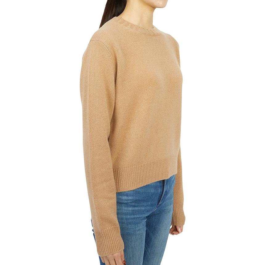 SPORTY&RICH Camel Round Neck Knit Sweater for Women