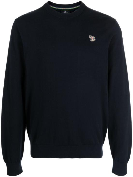 Paul Smith Zebra Logo Crewneck Sweater for Men M2R503XZM2185849 NAVY DOM