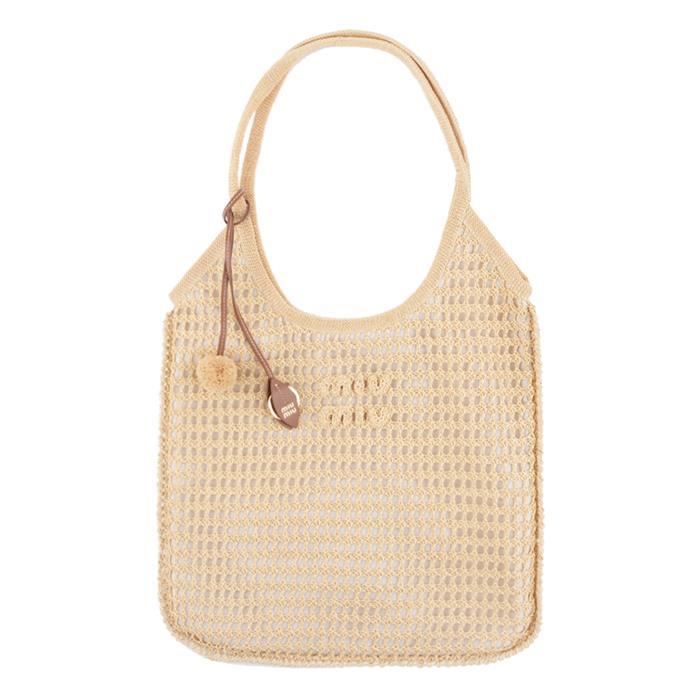 Miu Miu Black Raffia Crochet Tote Bag