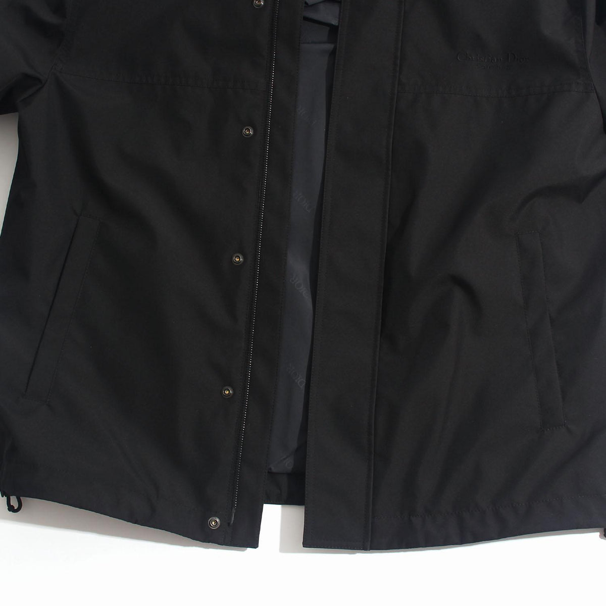 DIOR MEN Embroidered Logo Hooded Jacket Black