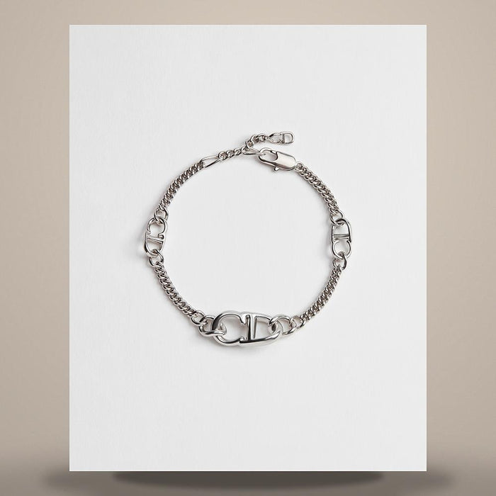 DIOR Silver-Finish Brass CD Icon Slim Chain Link Bracelet B3206HOMMTD000