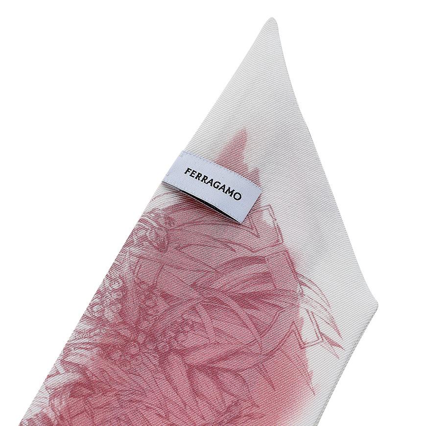 Ferragamo Women’s Gravure Print Scarf Orange Pink Silk Scarf