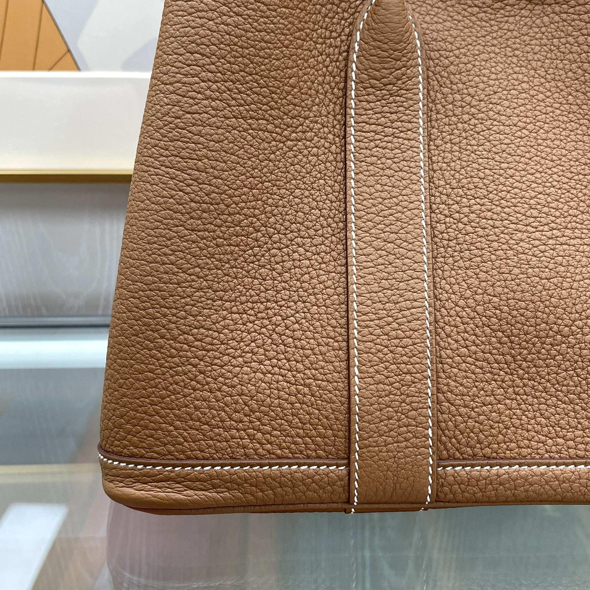 HERMES Gold Garden Party 30 Leather Tote Bag 051568