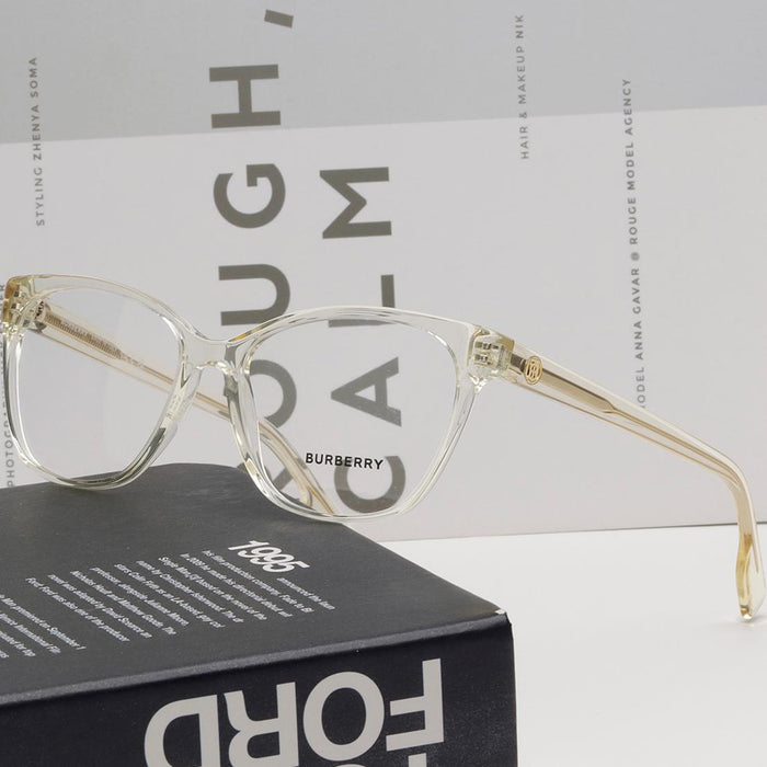 BURBERRY Clear Yellow Transparent Cat Eye Eyeglass Frames Unisex BE2345 3852