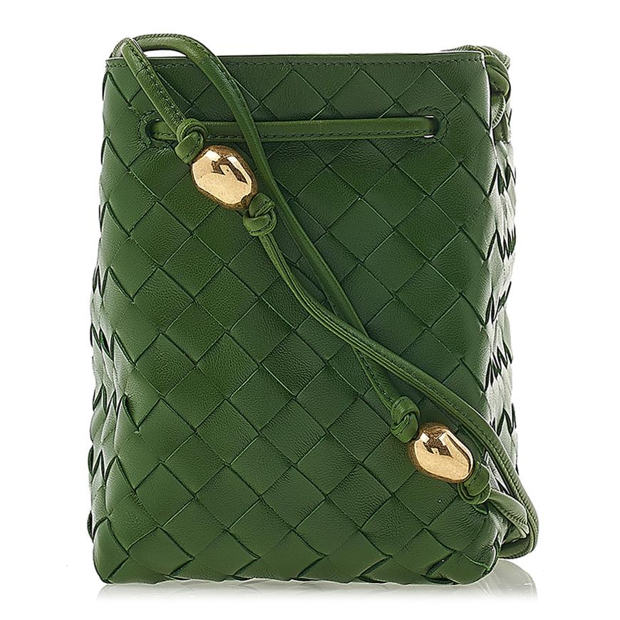 Bottega Veneta Intrecciato Leather Bucket Shoulder Bag Green