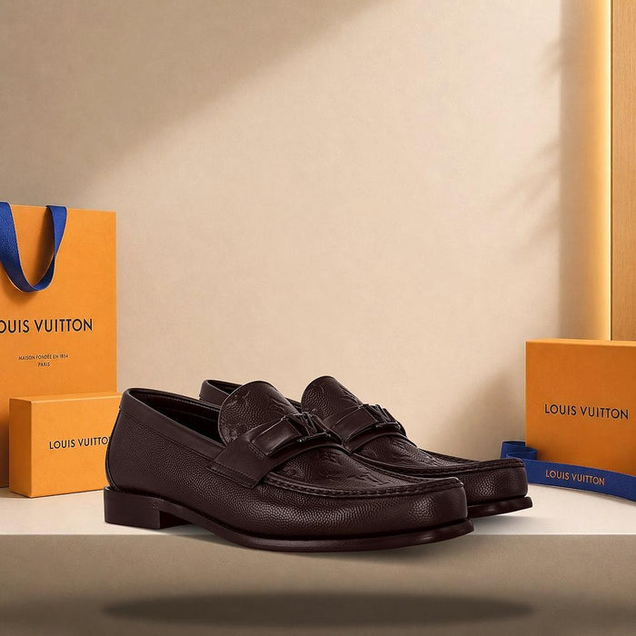 Louis Vuitton Major Loafers Mocha Brown Leather Men's Shoes