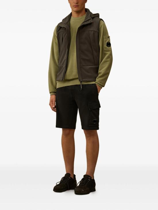 CP Company Light Fleece Cargo Lens Sweat Shorts Black RCCMSB704 A002246