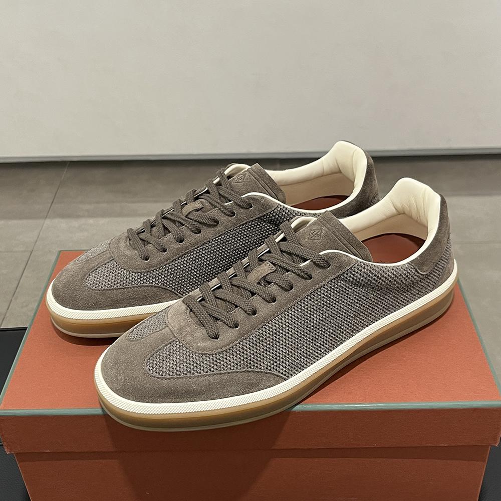 Loro Piana Grey Brown Tennis Walk Low-Top Sneakers Men