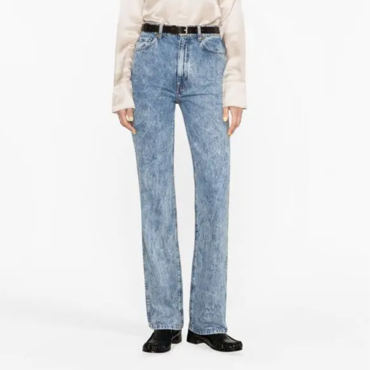 KHAITE Blue Danielle High-Rise Straight Leg Denim Jeans Women