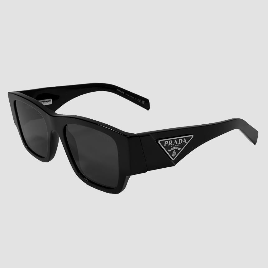 PRADA Black Square Sunglasses with Triangle Metal Logo