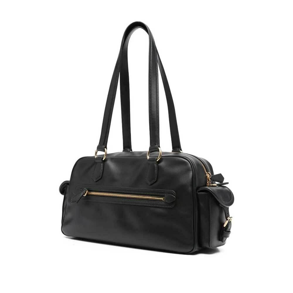 Miu Miu Nappa Leather Pocket Top Handle Tote Bag Black