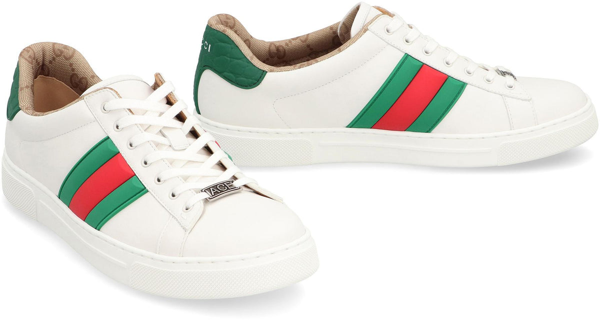 GUCCI White Leather Low-Top Sneakers