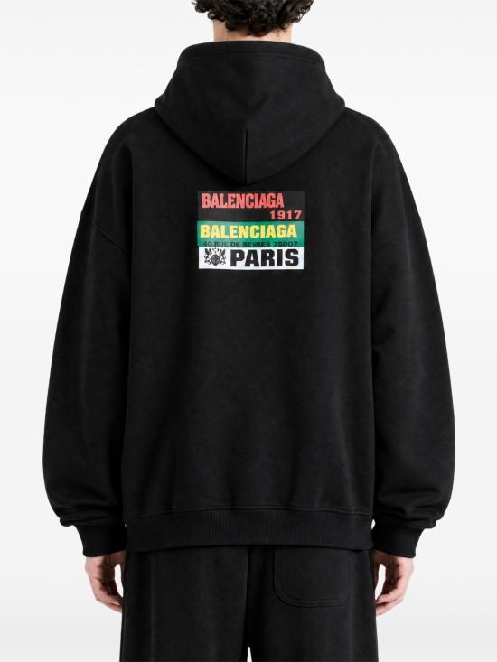 BALENCIAGA Bumper Sticker Medium Fit Hoodie Black