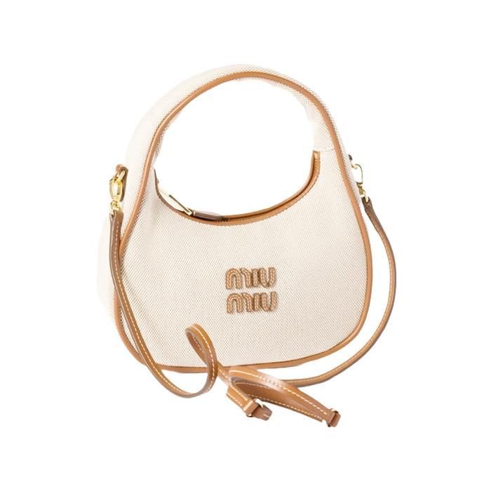 Miu Miu Wander Canvas Leather Shoulder Bag
