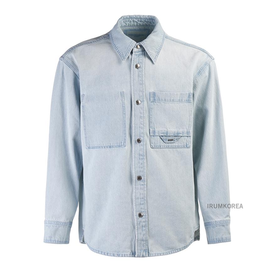 WOOYOUNGMI Men’s Flower Logo Denim Long-Sleeve Shirt