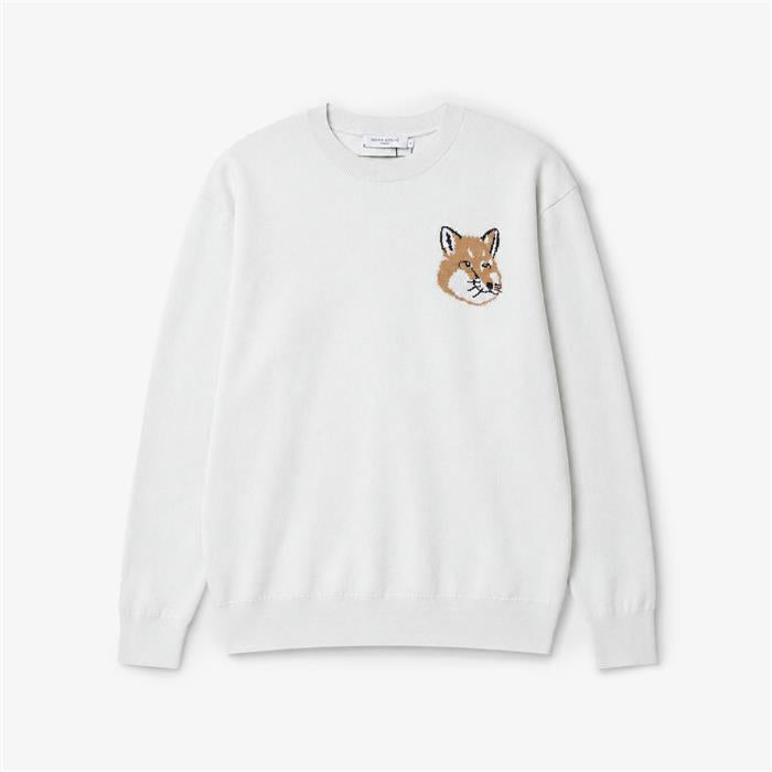 Maison Kitsune Fox Head Intarsia Unisex Crewneck Knit Sweater