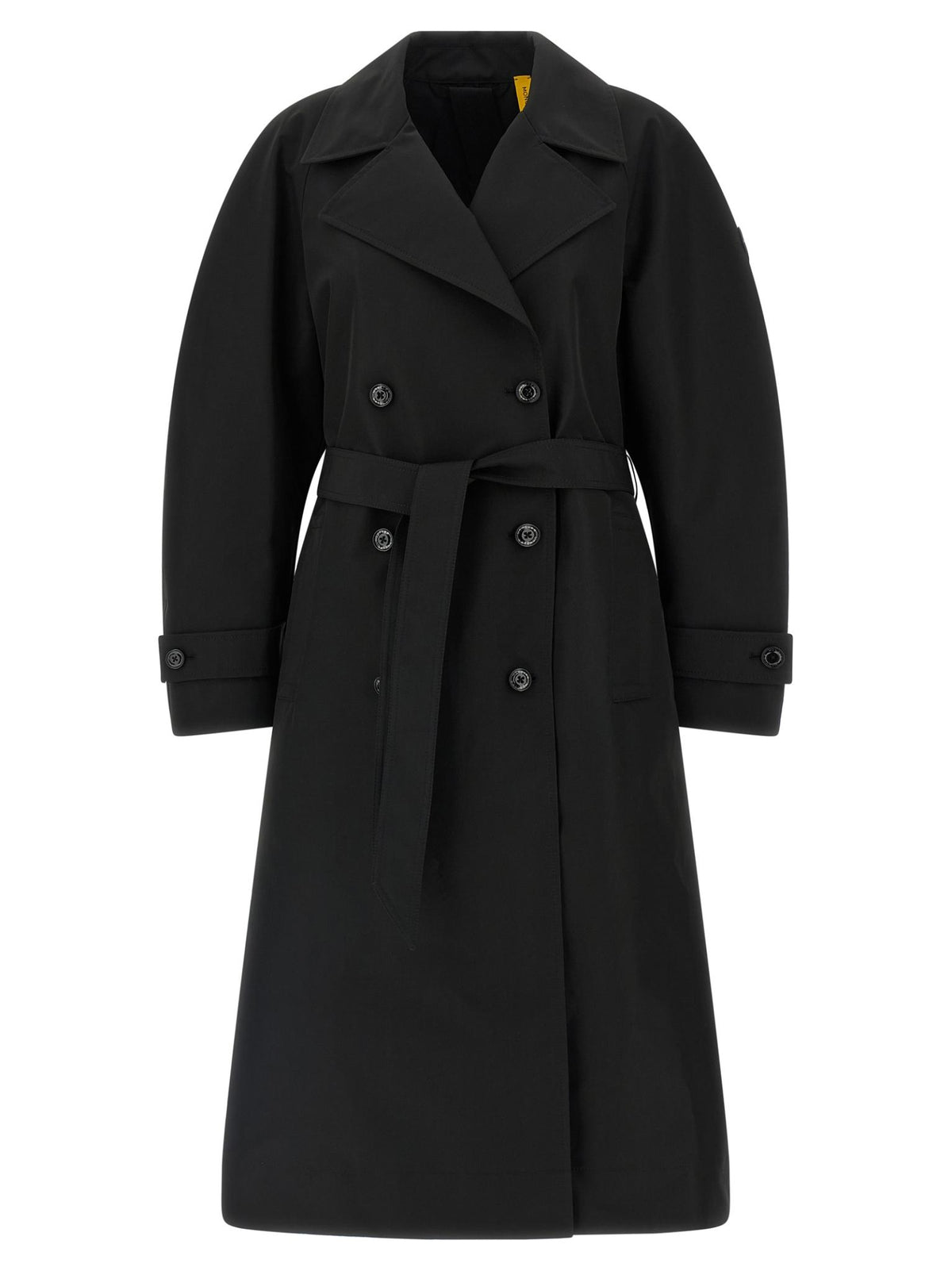 Moncler Black Double-Breasted Belted Trench Coat