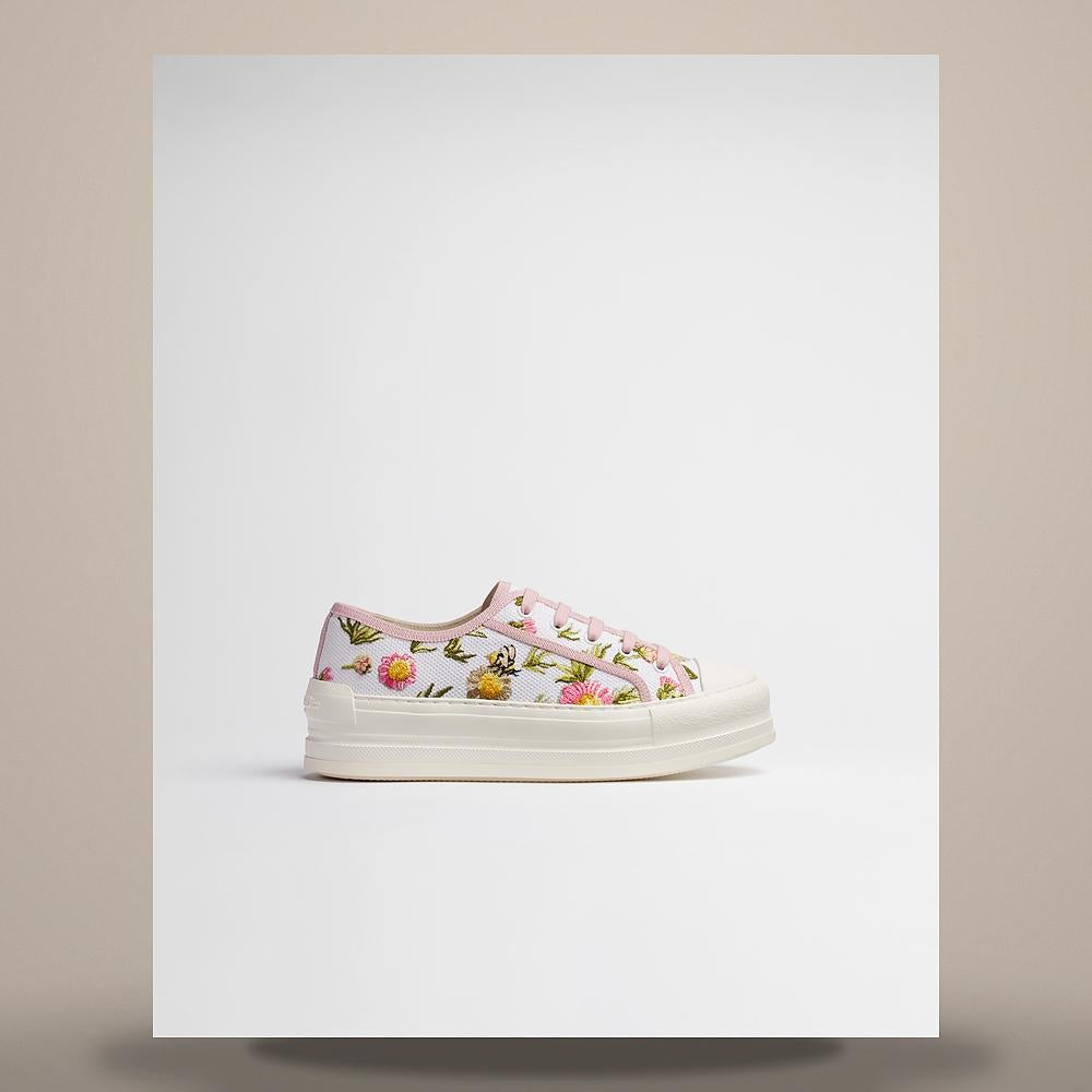 DIOR Walk’n’Dior Platform Sneakers White Cotton Multicolor Daisy KCK545DSC S28W
