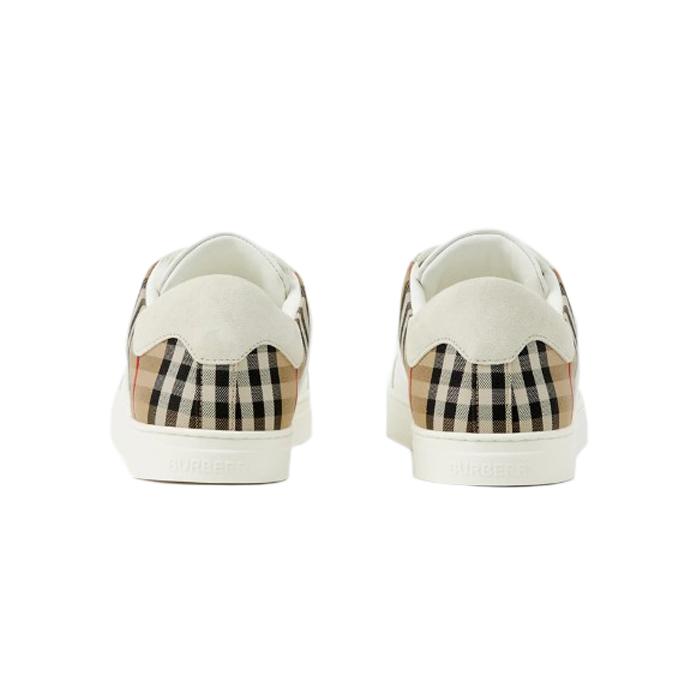 BURBERRY Leather Suede Check Low-Top Sneakers