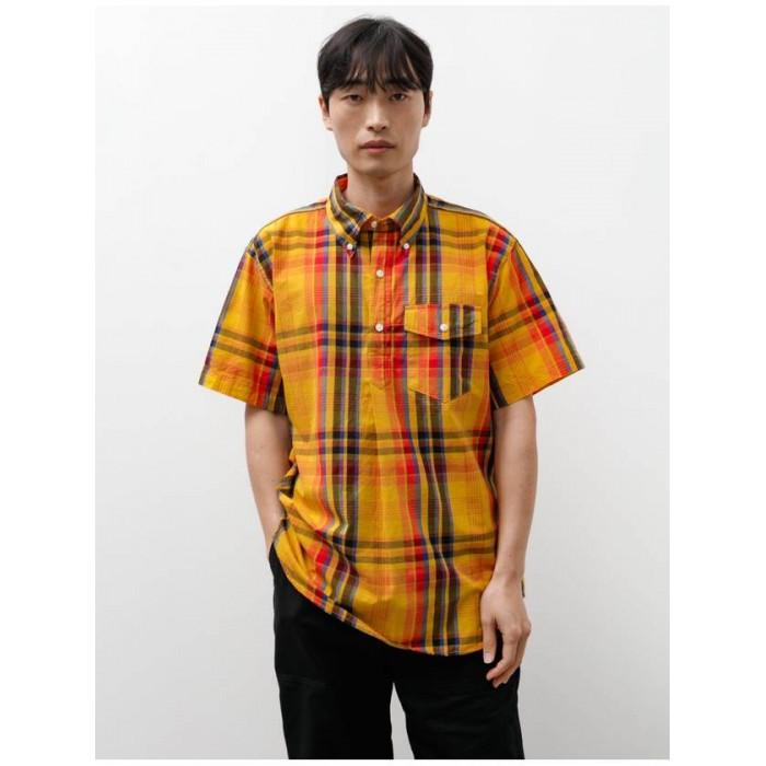 Engineered Garments Gold Cotton Plaid Popover BD Long Sleeve Shirt MP013 ES049