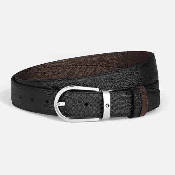 Montblanc Sartorial Embossed Leather Belt 30mm Horsebit Style Men's