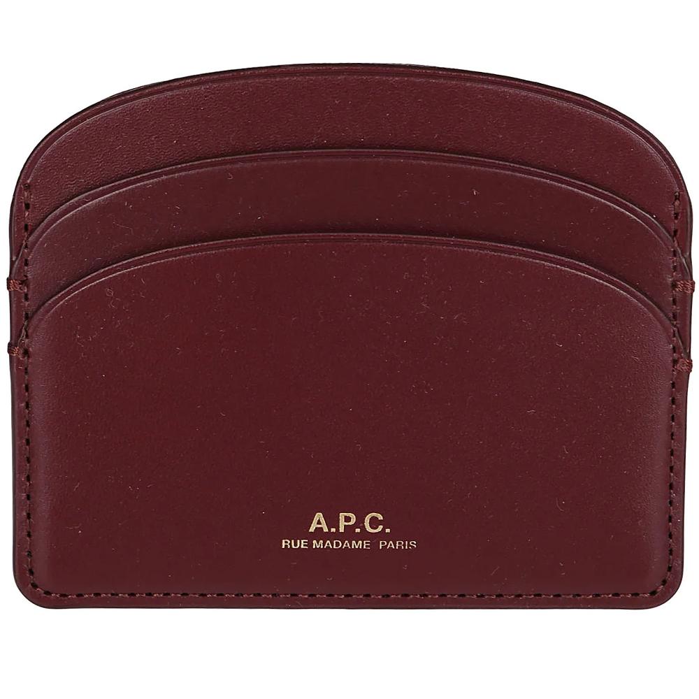 A.P.C. Demi-Lune Logo Half Moon Leather Card Holder Wallet Green