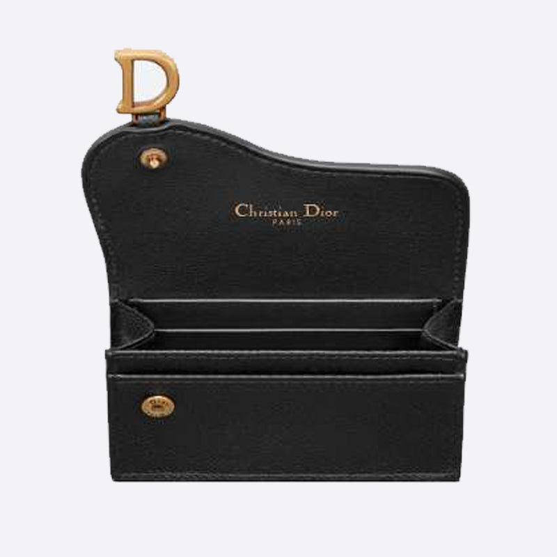 DIOR Black Calfskin Saddle Card Holder Wallet S5611CBAA