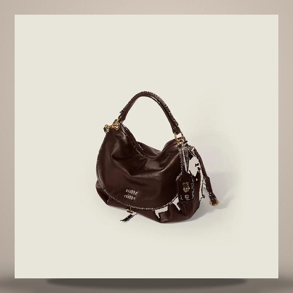 Miu Miu Rendezvous Leather Shoulder Bag 5BC219 2BBL F0NBL