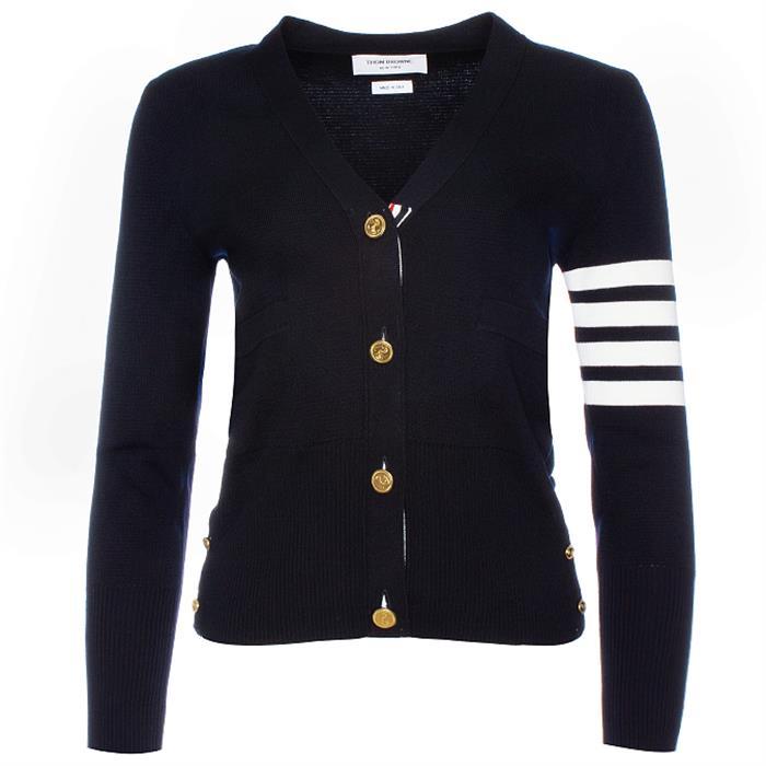 THOM BROWNE Milano Stitch Merino Wool Cardigan Navy