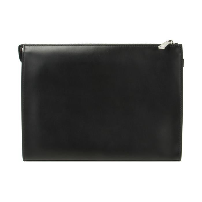 FENDI FF Logo Square Leather Clutch Bag Black