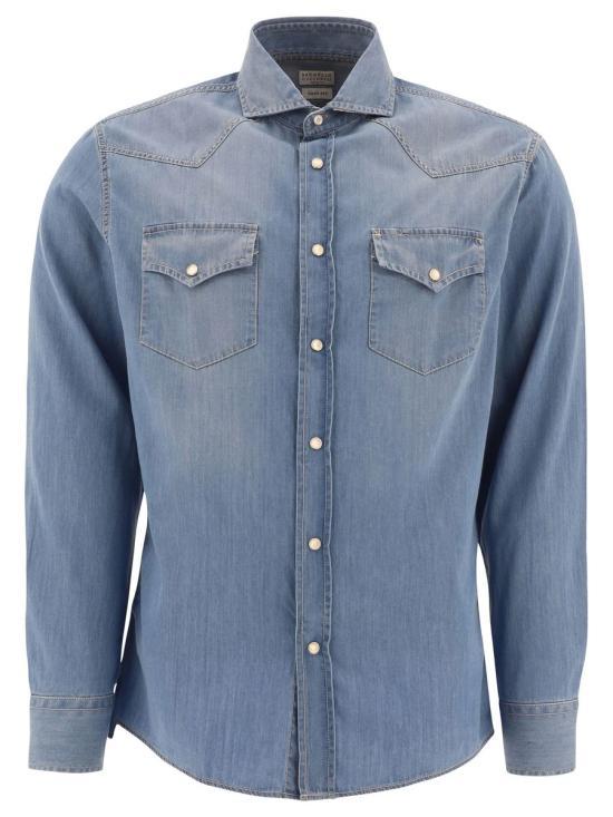 Brunello Cucinelli Ultralight Denim Long Sleeve Shirt Men