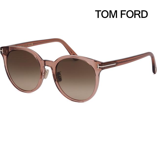 TOM FORD Round Transparent Burgundy Acetate Sunglasses Asian Fit TF1134K 45F