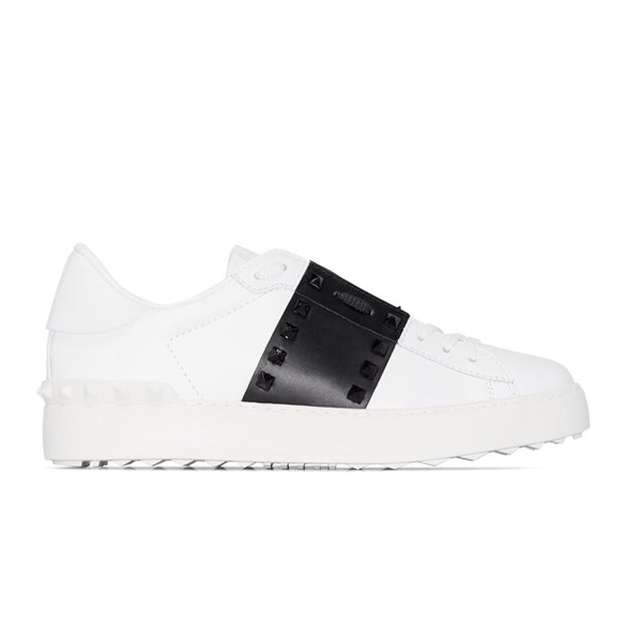 VALENTINO Men’s Black Leather Hidden Open Low-Top Sneakers