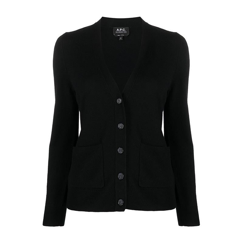 A.P.C. Louisa Cardigan Black Wool-Blend Knit