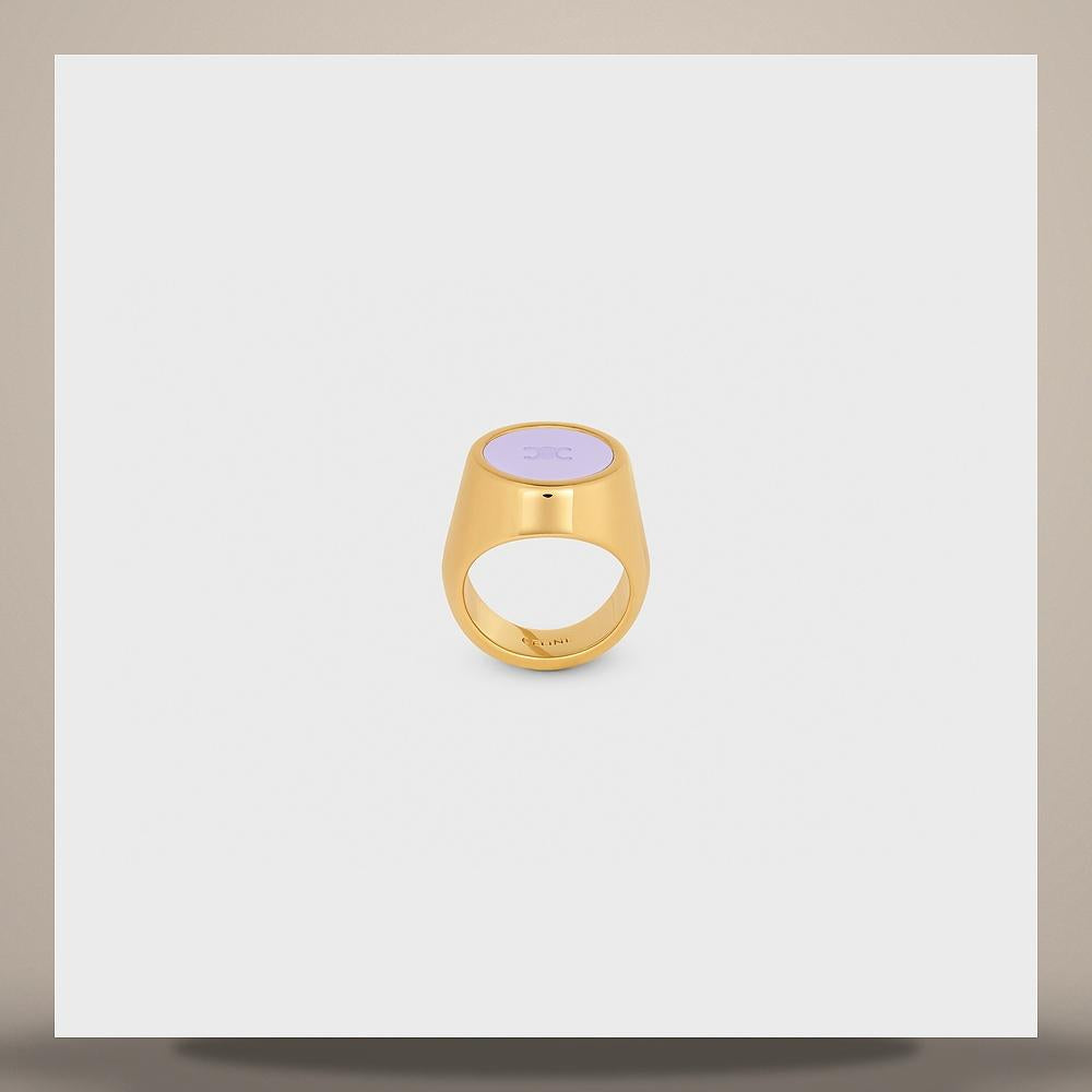 CELINE Triomphe Signet Ring Varnished Gold Finish Brass Lilac Gol B107N3F86 GGX5