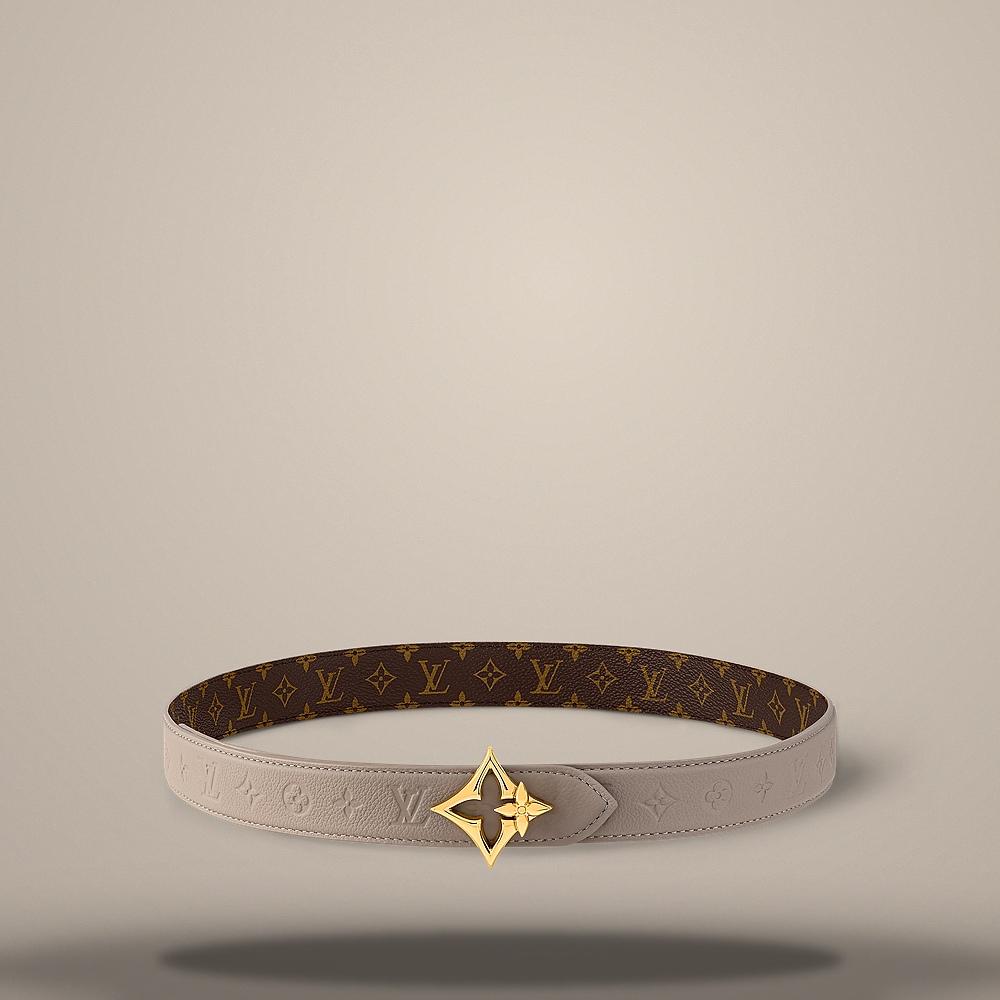 Louis Vuitton Flowergram Ado 30mm Reversible Belt Taupe Grey Monogram M8937