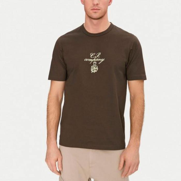 CP Company mercerized jersey twist embroidery T-shirt